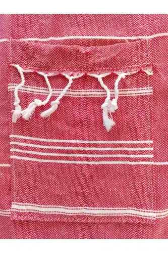Pestemal Bathrobe, Red, Nuray Pattern, %100 Cotton-Red - PEŞTANOZ (1)