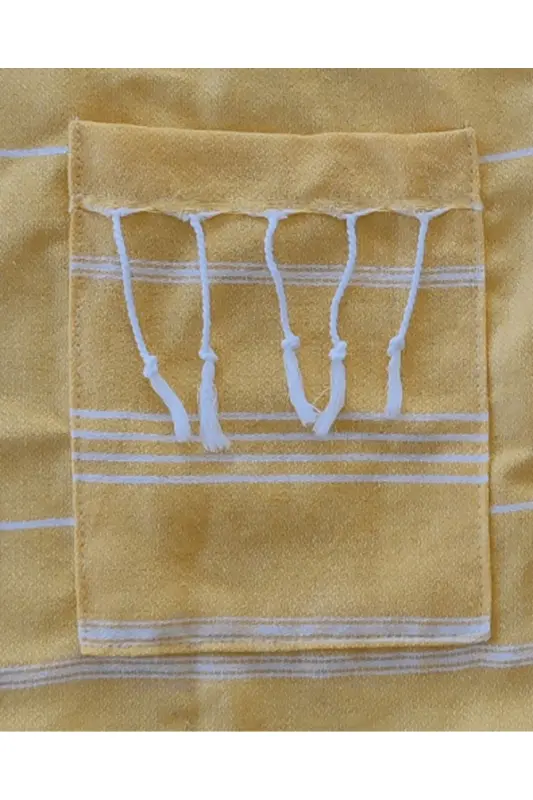 Pestemal Bathrobe, Yellow, Nuray Pattern, 100% Cotton-Yellow - 2