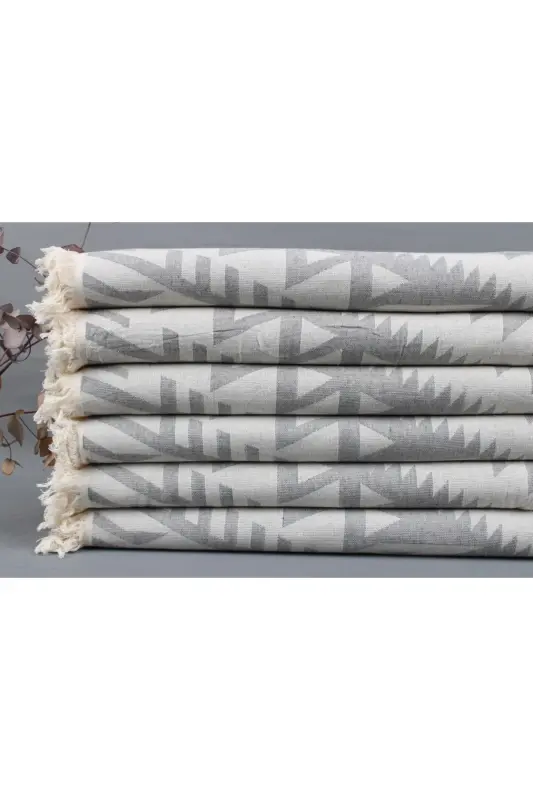 Pestemal Light Gray Pestemal 100x190 Cm Cotton Pestemal Gift Pestemal for Daily Use Turkish Bath Pestemal - Light Gray - 2