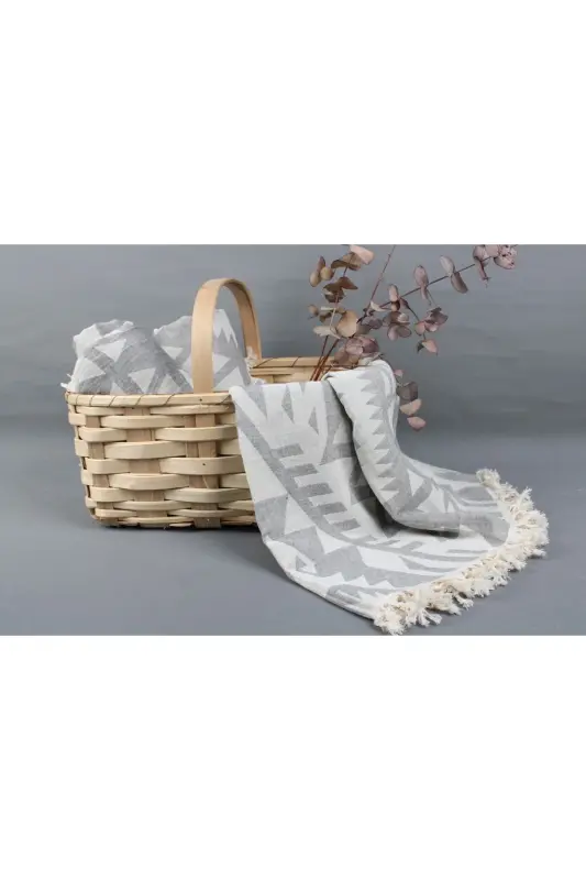 Pestemal Light Gray Pestemal 100x190 Cm Cotton Pestemal Gift Pestemal for Daily Use Turkish Bath Pestemal - Light Gray - 4