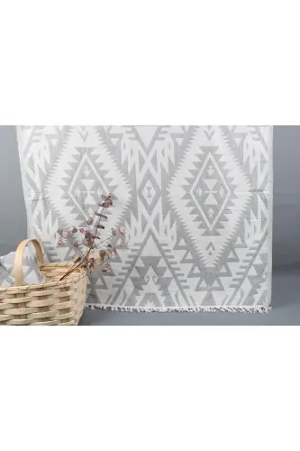 Pestemal Light Gray Pestemal 100x190 Cm Cotton Pestemal Gift Pestemal for Daily Use Turkish Bath Pestemal - Light Gray - 6