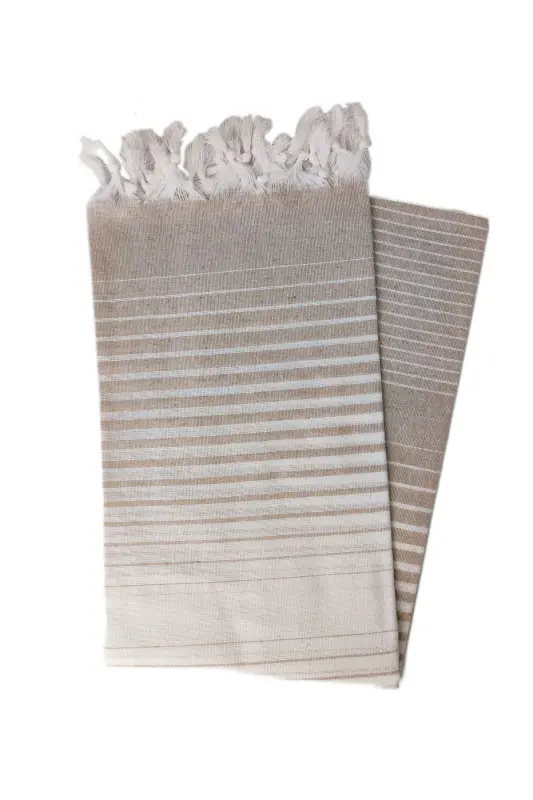 Pestemal Regenerated Cotton 100x170 Shaded Model Milky Coffee Beach Towel-Milky Coffee - 1