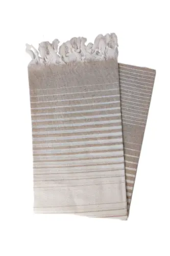 Pestemal Regenerated Cotton 100x170 Shaded Model Milky Coffee Beach Towel-Milky Coffee 