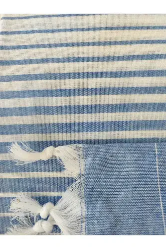 Pestemal, Regenerated Cotton 100x170 Shaded Model, Sax Blue, Beach Towel, Bath Towel-Sax Blue - 4