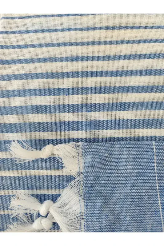 Pestemal, Regenerated Cotton 100x170 Shaded Model, Sax Blue, Beach Towel, Bath Towel-Sax Blue - 4