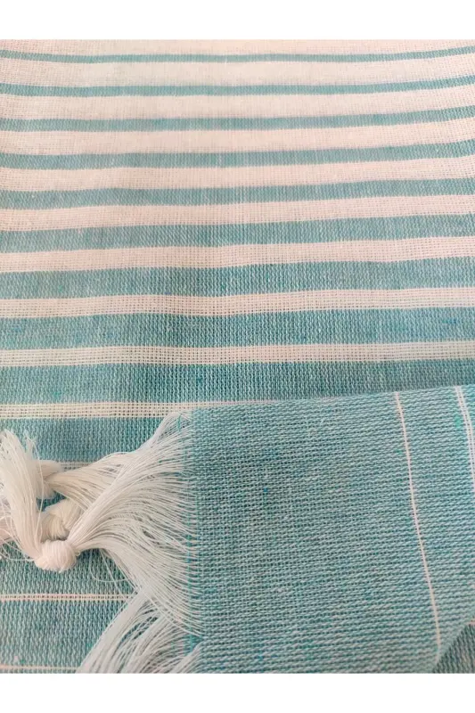 Pestemal, Regenerated Cotton 100x170 Shaded Model, Turquoise Blue, Beach Towel, Bath Towel-Turquoise Blue - 4