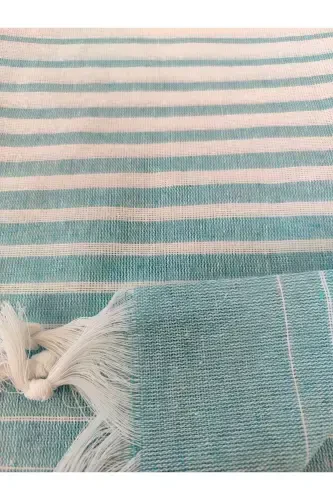 Pestemal, Regenerated Cotton 100x170 Shaded Model, Turquoise Blue, Beach Towel, Bath Towel-Turquoise Blue - 4