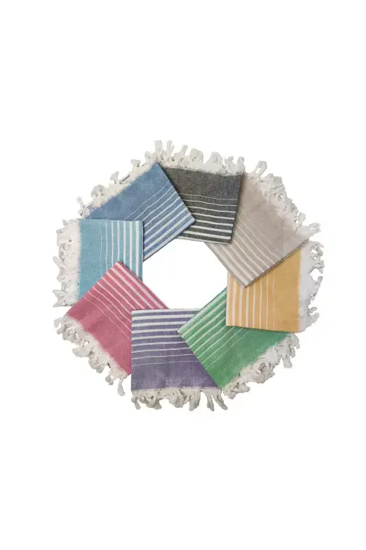 Pestemal, Regenerated Cotton 100x170 Shaded Model, Turquoise Blue, Beach Towel, Bath Towel-Turquoise Blue - 5