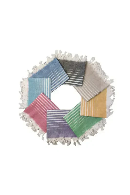 Peştemal , Rejenere Pamuklu 100x170 Gölgeli Model, Sarı , Plaj Havlusu , Banyo Havlusu-Sarı - 5