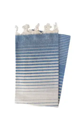 Peştemal, Rejenere Paxta 100x170 Soyali Model, Moviy, Sohil Sochiği, Hammom Sochiği - Moviy - 1