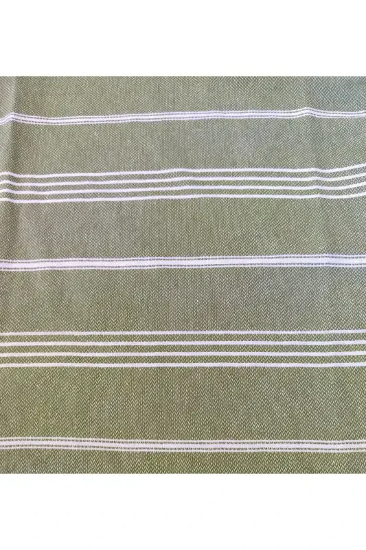 Pestemal Robe, Olive Green, Nuray Pattern, %100 Cotton-Olive Green - 4