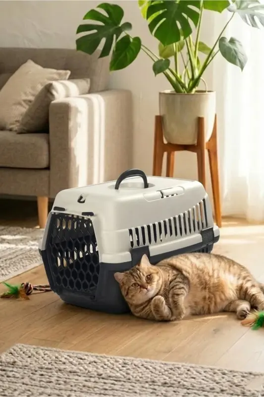 Pet Carrier Basket for Cats and Dogs, Light Gray-Gray - 4