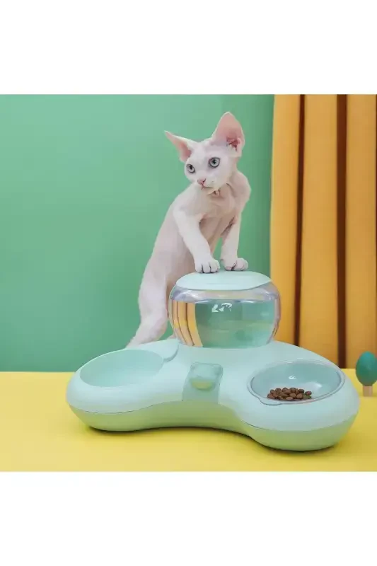 Pet Cat And Dog Food And Water Bowl 1.4l Large Water Capacity-Green - FLORIASHOPPING