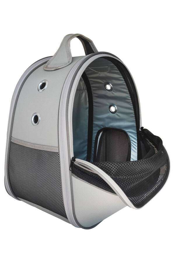 Pet Mesh Back Carrier Bag Paris Grey - 4