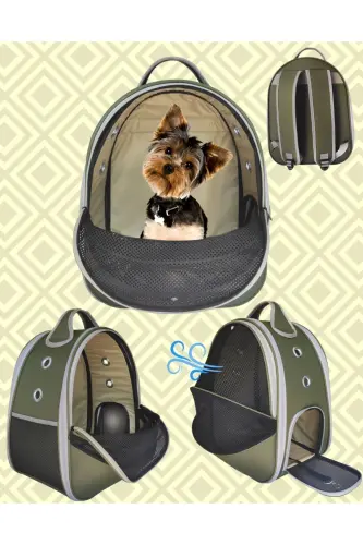 Pet Mesh Backpack Carrier Paris Khaki 