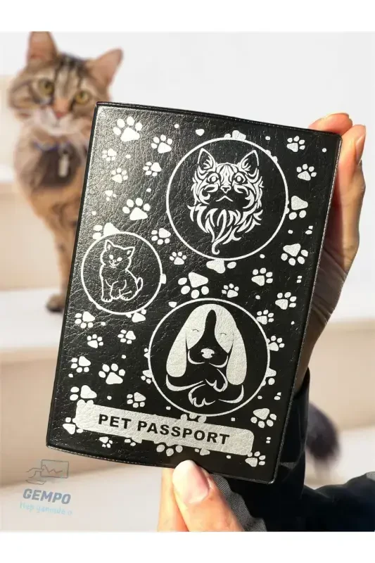 Pet Passport Holder Cover Waterproof Pet Passport Case-Black Patterned - 1
