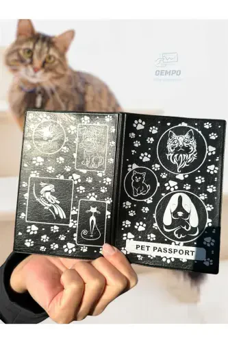 Pet Passport Holder Cover Waterproof Pet Passport Case-Black Patterned - GEMPO (1)