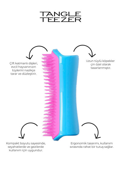 Pet Teezer Tüy Dökülmesini Önleyici Bakım Fırçası Büyük Mavi Pembe Köpek Bakım Fırçası - 1