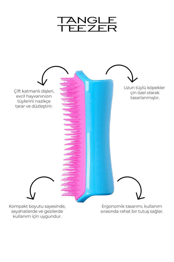 Pet Teezer Tüy Dökülmesini Önleyici Bakım Fırçası Büyük Mavi Pembe Köpek Bakım Fırçası - 1