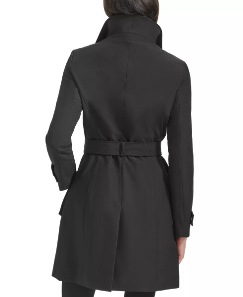 Petite Belted Long-Sleeve Wrap Coat Black - 2