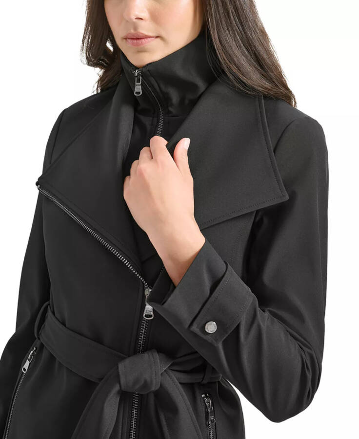 Petite Belted Long-Sleeve Wrap Coat Black - 4