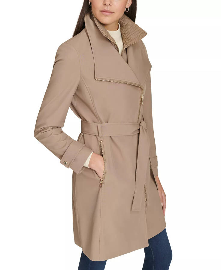 Petite Belted Long-Sleeve Wrap Coat Caramel - 3