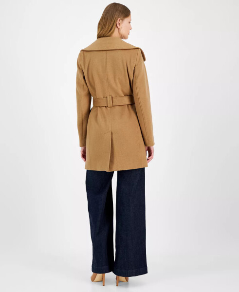 Petite Belted Zip-Front Coat, Created for Modazone Dark Camel - 2