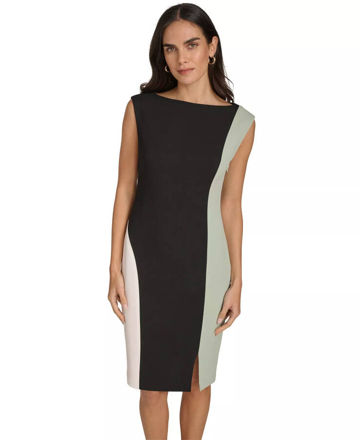 Petite Colorblocked Sheath Dress Black Jadeite - 3