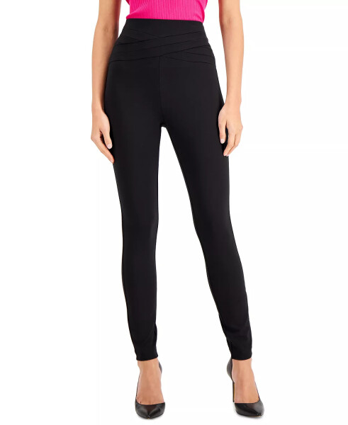 Petite Crossover-Waist Skinny Pants, Created for Modazone Deep Black - 1