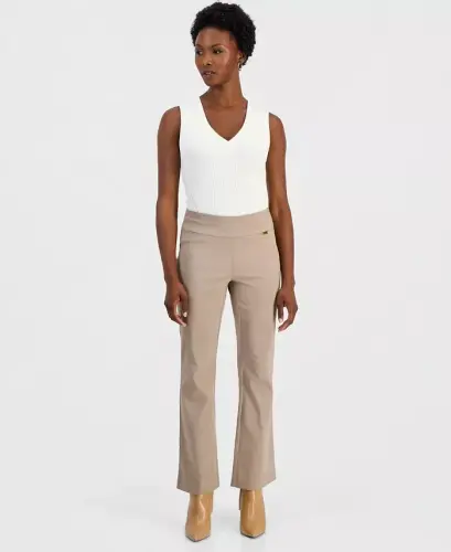 Petite Mid-Rise Bootcut Pants, Petite & Petite Short, Created for Modazone - Elegant Taupe 
