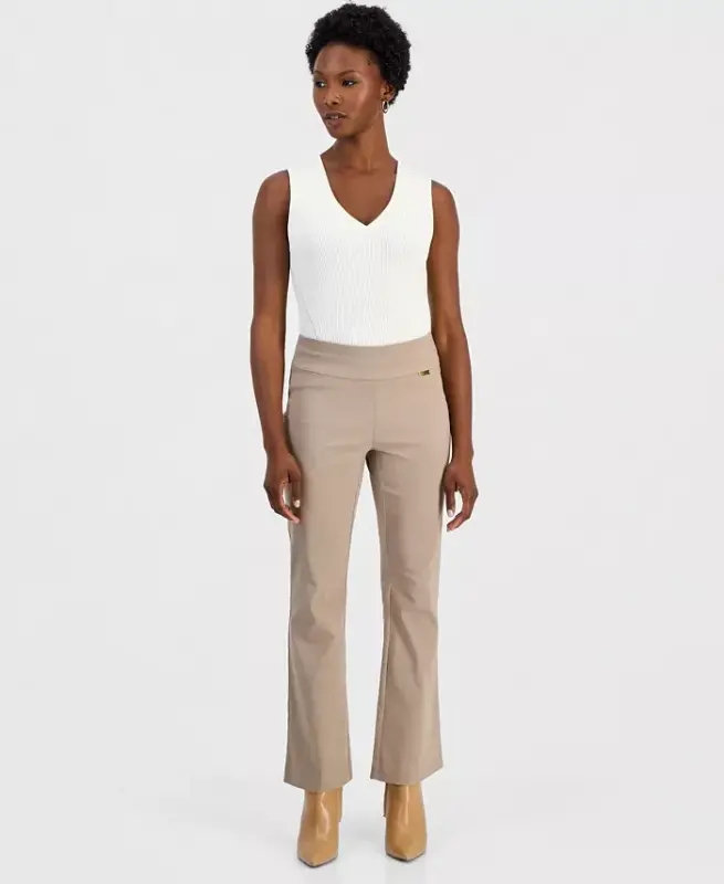 Petite Mid-Rise Bootcut Pants, Petite & Petite Short, Created for Modazone - Elegant Taupe - 1