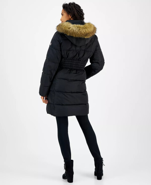 Petite Faux-Fur-Trim Hooded Puffer Coat, Created for Modazone Black - 2