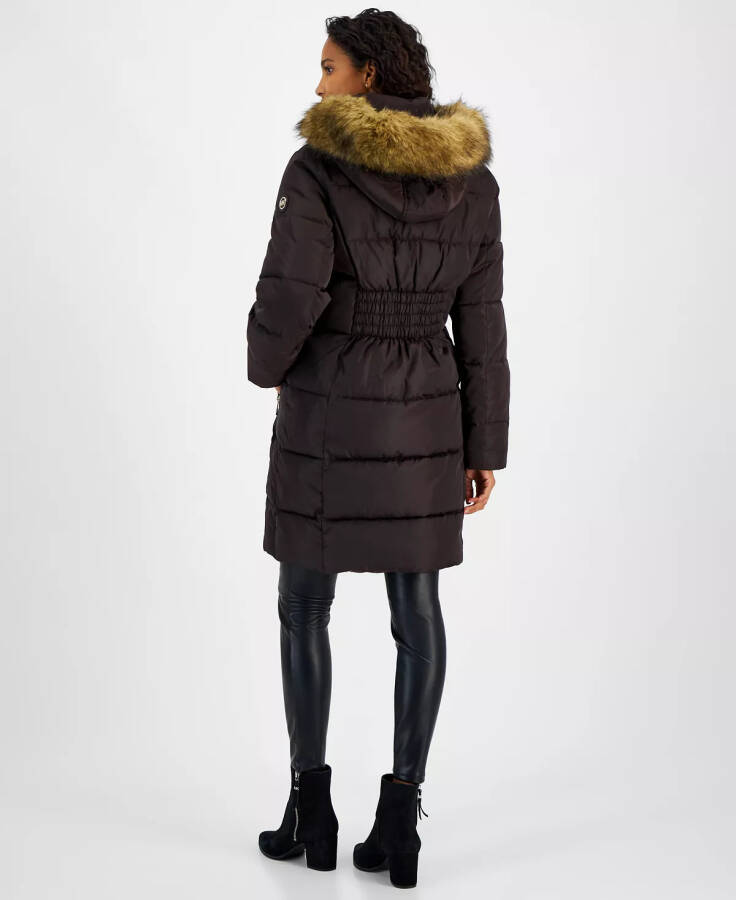 Petite Faux-Fur-Trim Hooded Puffer Coat, Created for Modazone Chocolate - 2