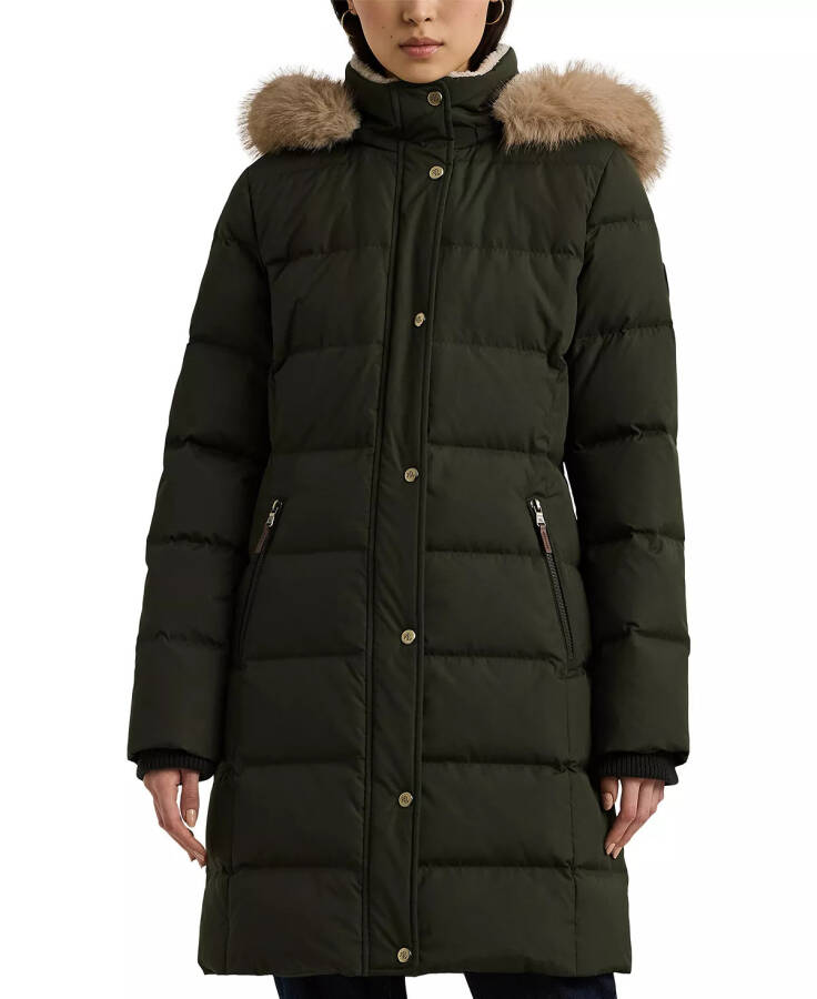 Petite Faux-Fur-Trim Hooded Puffer Coat Litchfield - 1