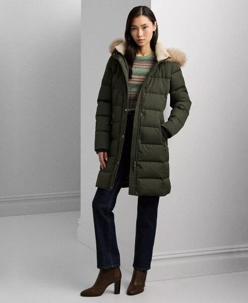 Petite Faux-Fur-Trim Hooded Puffer Coat Litchfield - 6