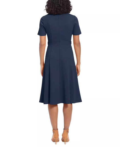 Petite Fit & Flare Scuba Crepe Midi Dress Navy Blazer - 2