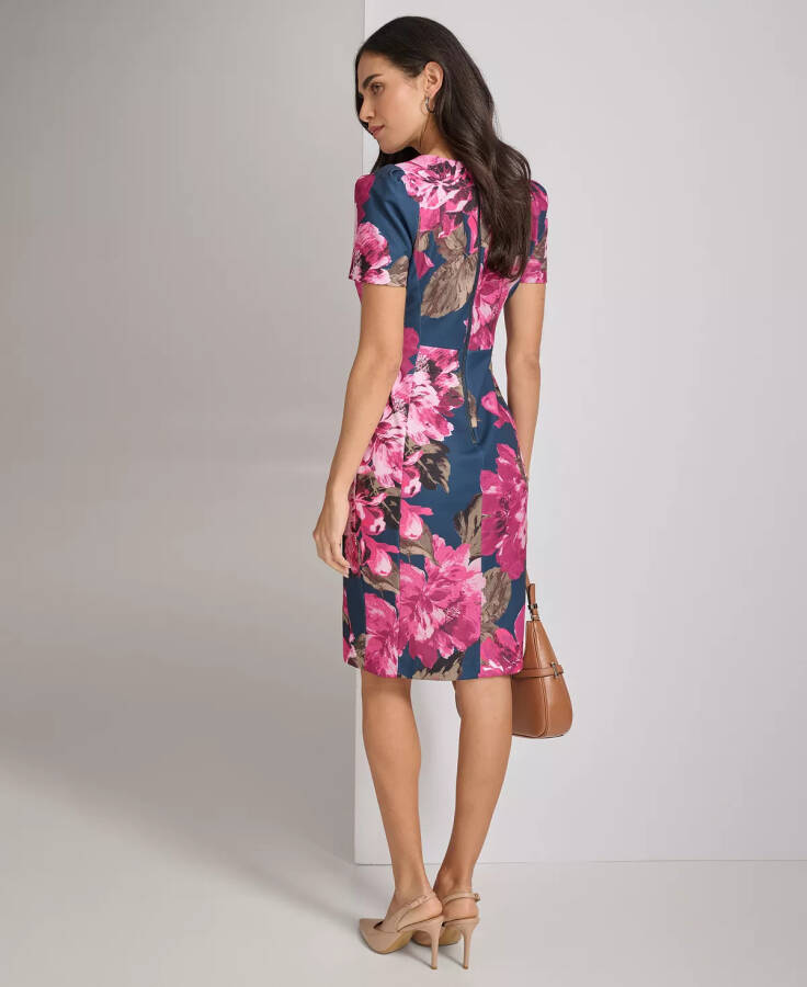 Petite Floral-Print Sheath Dress Indigo Multi - 4