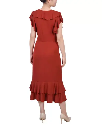 Petite Flutter Sleeve Ruffle Midi Dress - Bossanova - NY COLLECTION (1)
