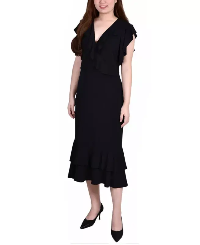 Petite Flutter yengli burmali midi ko'ylak - NY COLLECTION