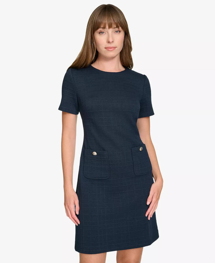 Petite Grid-Knit Short-Sleeve Shift Dress - 3