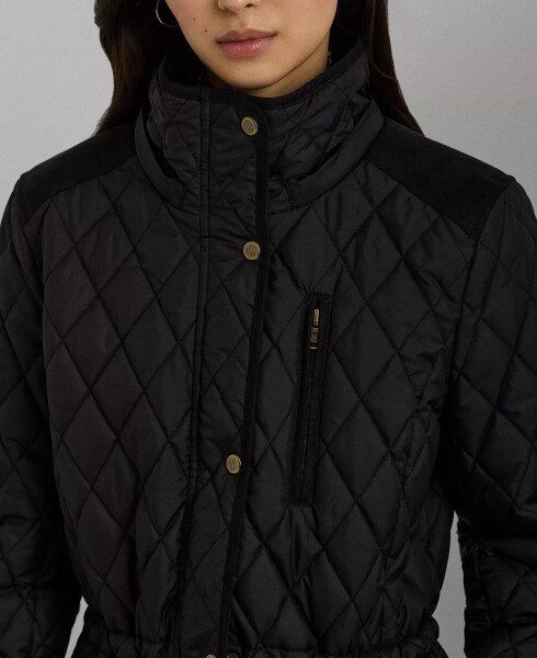 Petite Hooded Quilted Anorak Coat Black - 3