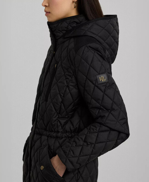 Petite Hooded Quilted Anorak Coat Black - 4