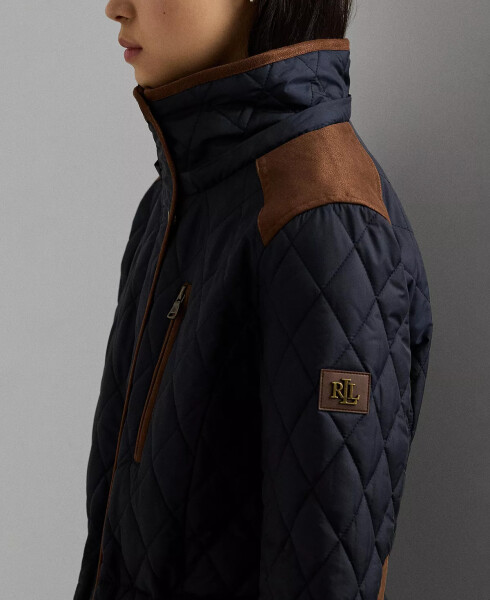 Petite Hooded Quilted Anorak Coat Dk Navy - 3