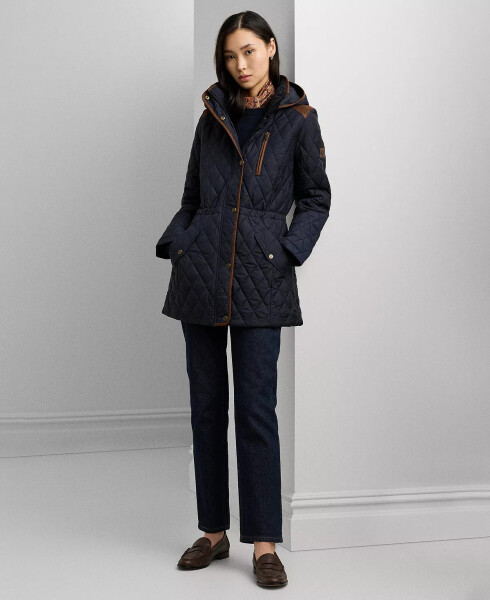 Petite Hooded Quilted Anorak Coat Dk Navy - 5