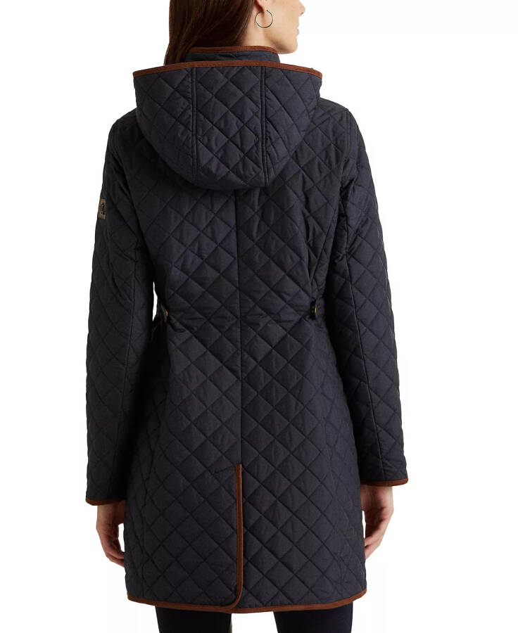 Petite Hooded Quilted Faux-Suede-Trim Coat Dk Navy - 2