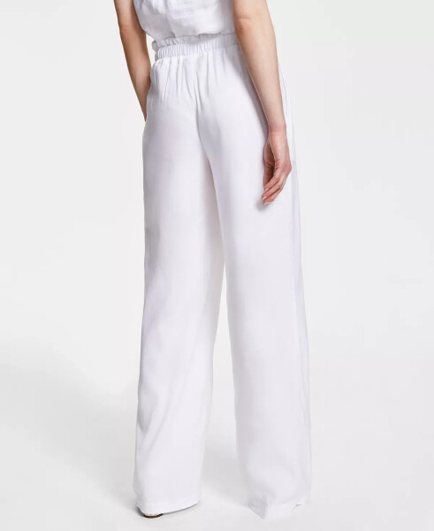 Petite Linen-Blend Paperbag-Waist Pants, Created for Modazone Bright White - 2