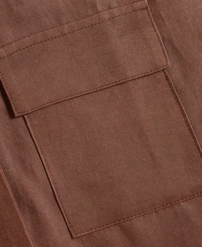 Petite Linen-Blend Short-Sleeve Button-Front Shirt, Exclusively at Modazone - Copper Moon - 2