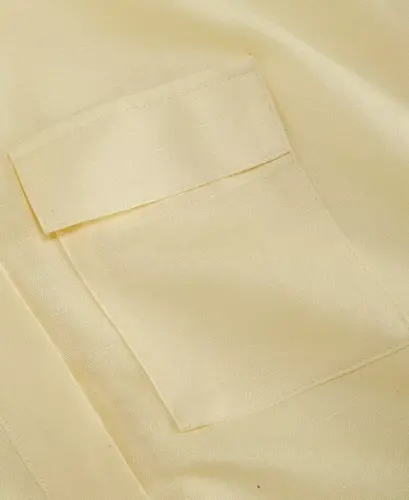 Petite Linen-Blend Short-Sleeve Button-Front Shirt, Exclusively at Modazone - Yellow Mist - 4