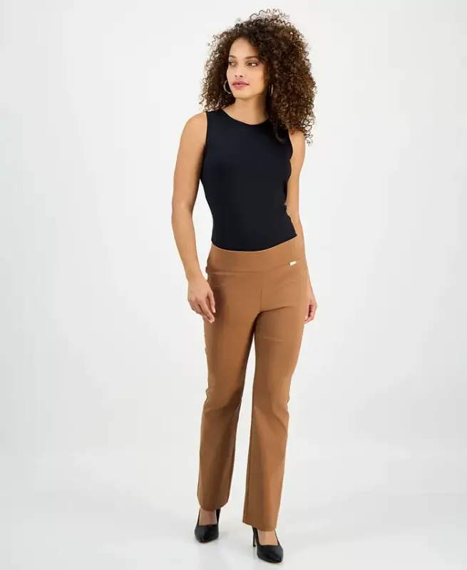 Petite Mid-Rise Bootcut Pants, Petite & Petite Short, Created for Modazone - Brown Saira - I.N.C. INTERNATIONAL CONCEPTS