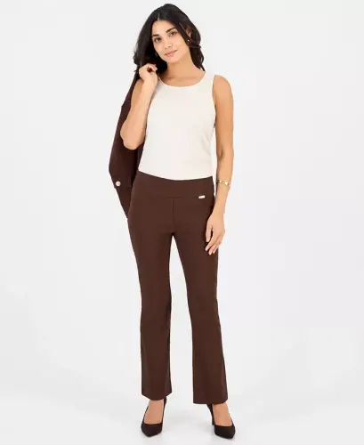 Petite Mid-Rise Bootcut Pants, Petite & Petite Short, Created for Modazone - Dark Roast - 1